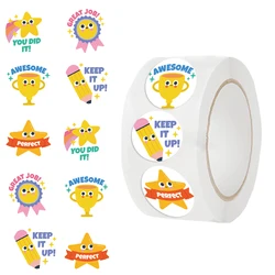 500Pcs Cartoon Stars Stickers Per Roll-Perfect for Children's Reward Roll Stickers Wall Crafts and Classroom Supplies