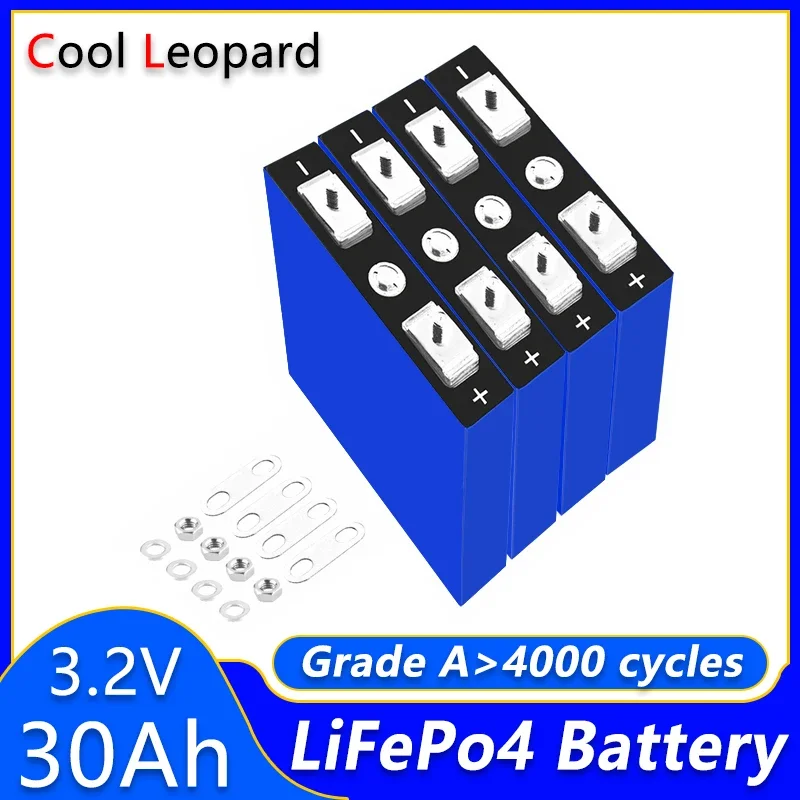 4PCS 3.2V 30Ah LiFePo4 Battery,For RV EV Camper Golf Cart DIY 12V 24V 36V 48V Rechargeable Lithium Iron Phosphate Battery