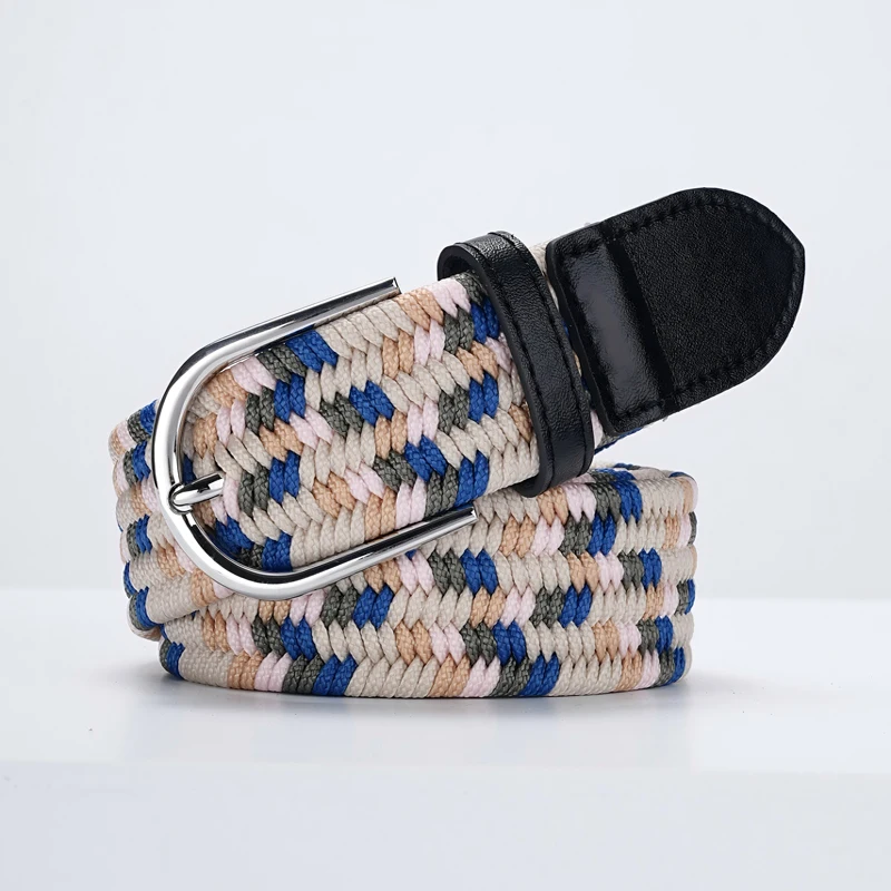 

Nylon Braided Elastic Belt Unisex Trend Versatile Denim Accessories Pin Buckle Fashion Designer Belts For Women Trousers Jeans