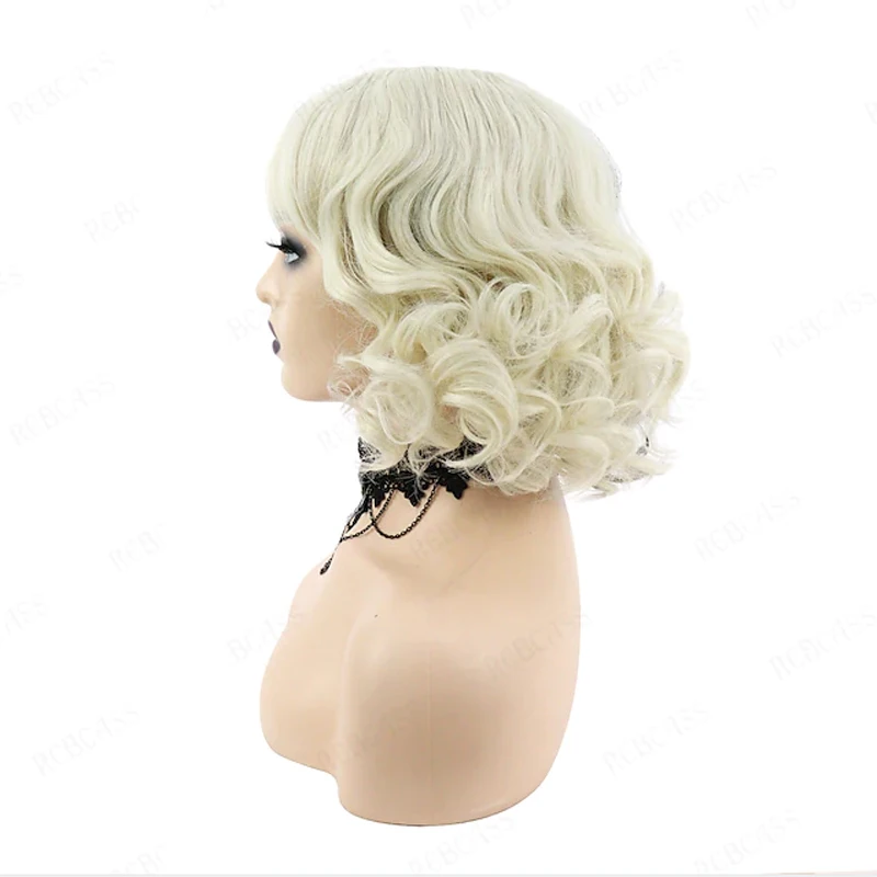 Hairjoy synthetisches haar cosplay cruella lose locken bob mit ordentlich knall schwarz weiß perücke für frauen halloween kostüm – Detail 9