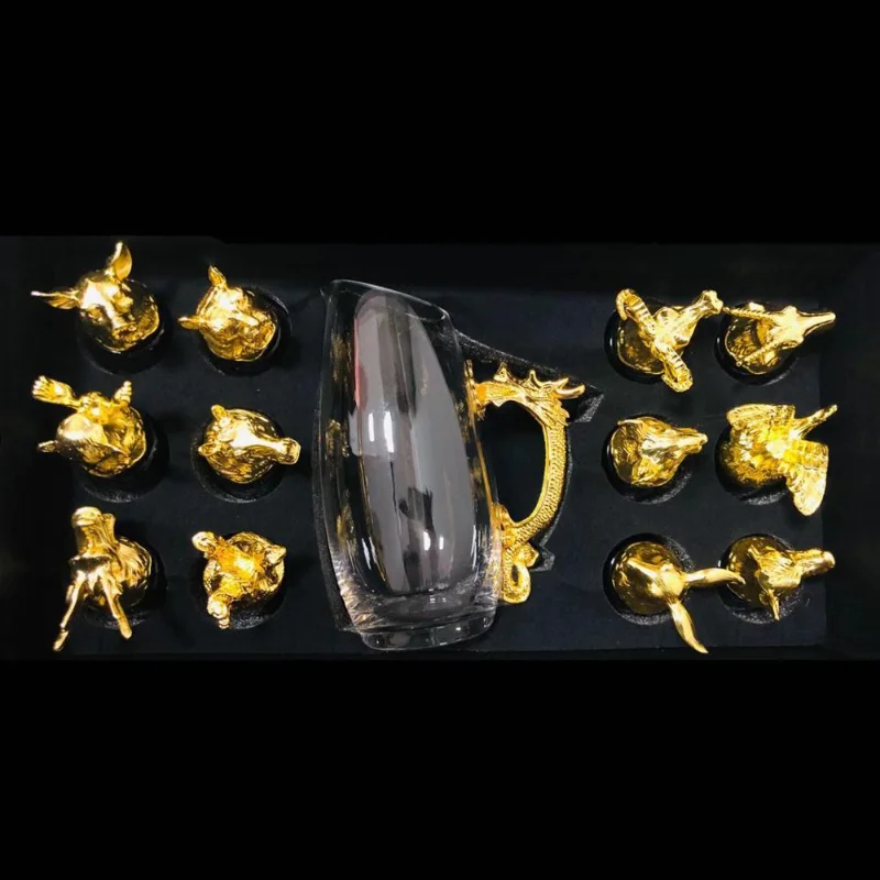 Luxury Set Liquor Glass Sake Cups Zodiac Wine Dispenser Bar Bullet Cup  Cow Tiger Rabbit Dragon Snake Horse Sheep Monkey