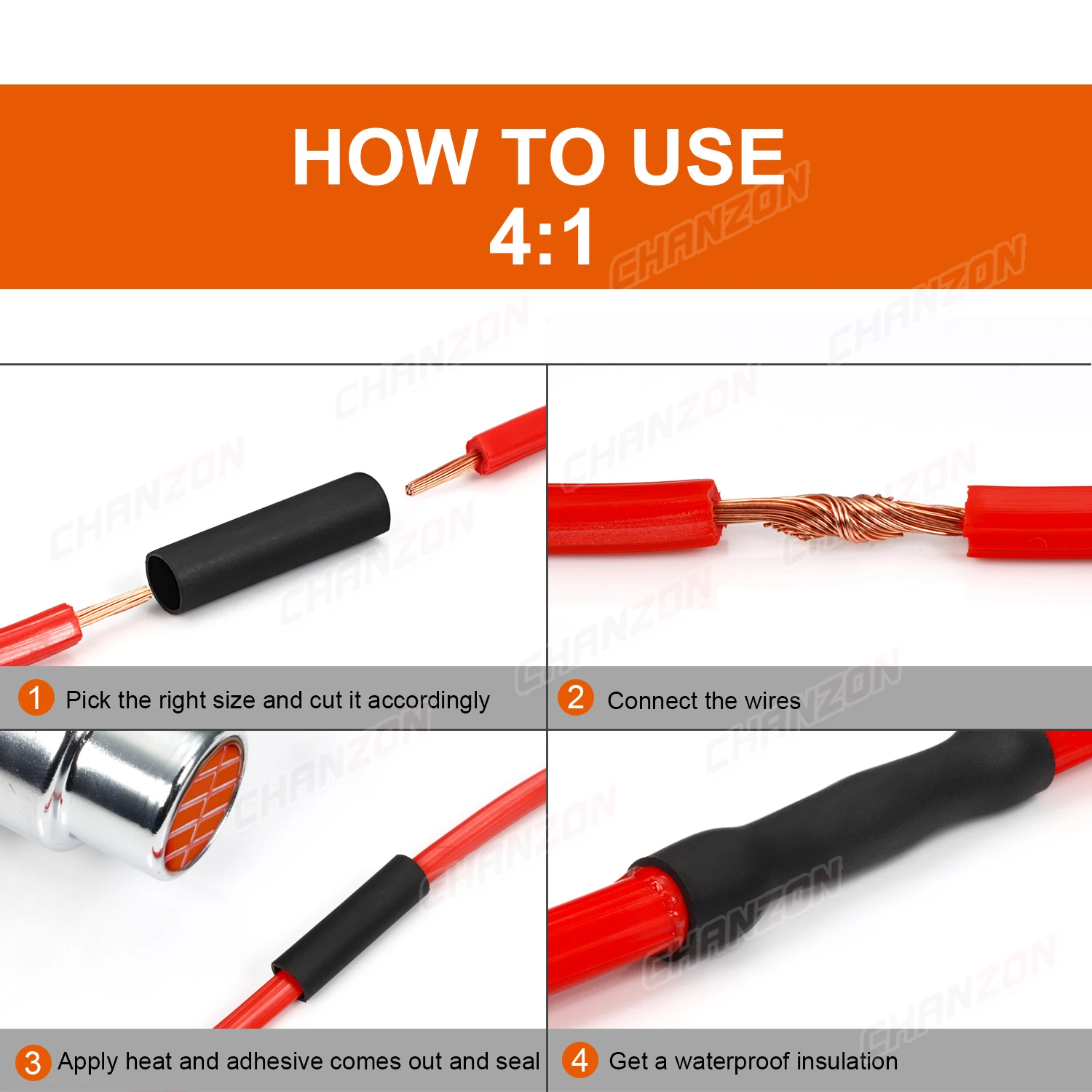 ชุดท่อหด4:1ความร้อน5ชนิดพร้อมกาวติดผนังสองชั้นปลอกสายไฟขนาด4มม. 6มม. 8มม. 12มม. 20มม. 27ชิ้น