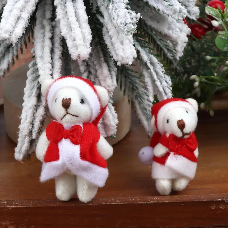 〔NN71〕5Pcs Mini Plush Christmas Joint Bear Ornament Cute Santa Bear Doll DIY Xmas Tree Holiday Pendant Decor view 4