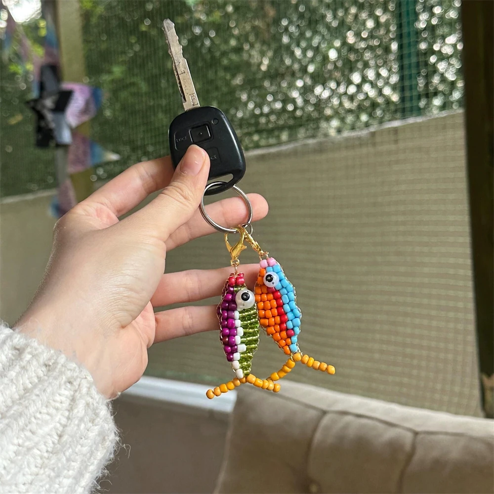 Creative Colorful Beads Fish Pendant Keychain