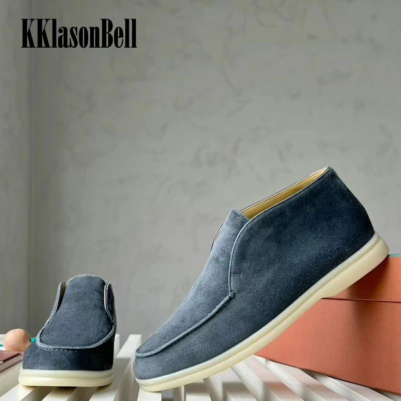 10.9 mocassini alti da donna in pelle scamosciata di mucca Casual comode scarpe Slip-On KKlasonBell