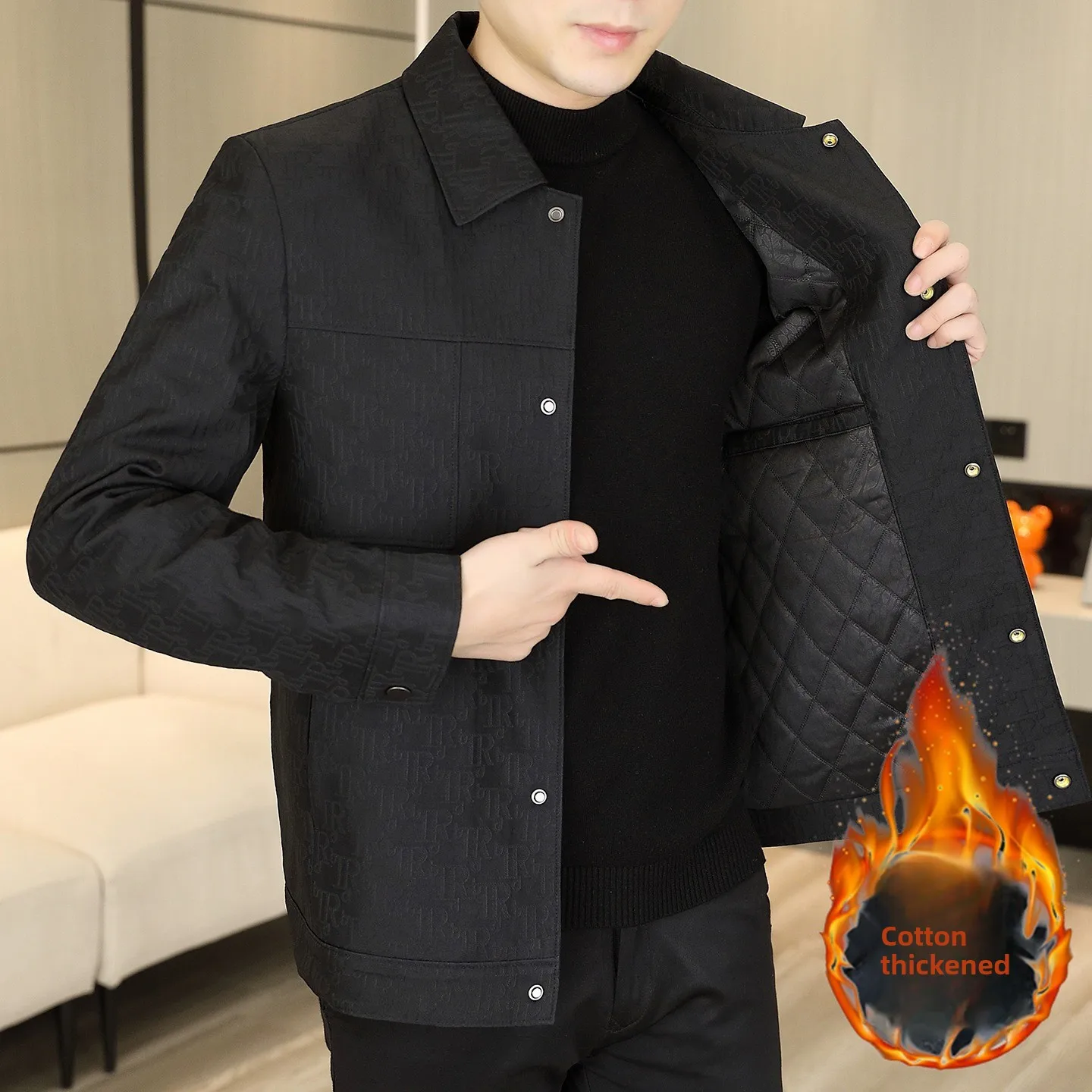 

High Quali Men's ort Cotton Blend Jaet Casual Turn-down Collar Slim Fit Autumn Winter New Sle Commute Sle Outerwear