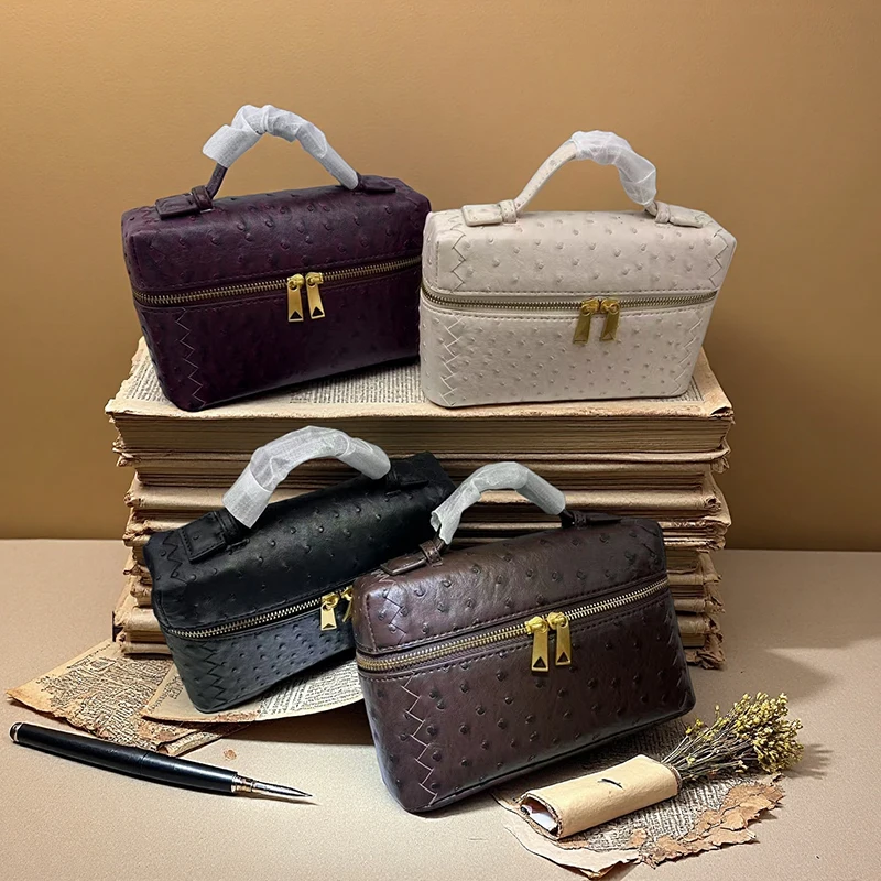 Bolso cruzado pequeño con diseño de avestruz de alta calidad para mujer, bolso de hombro de diseñador de cuero vegano con asa superior, bolsos de mano a la moda