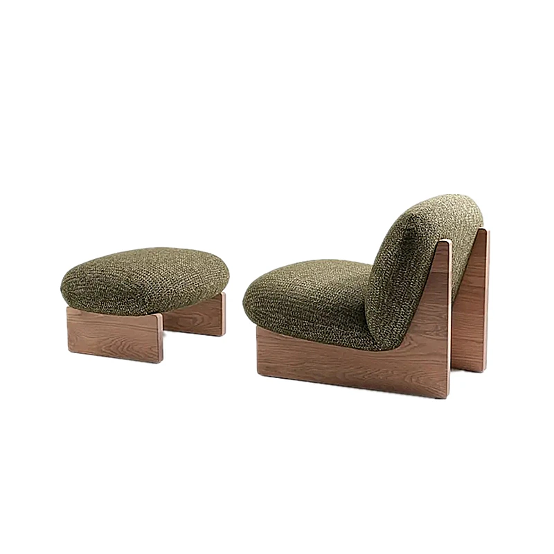 Modern handmade recliner villa living room bedroom sofa fabric leisure chair teddy terry wooden leg upholstered