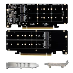 4Port M.2 NVME to PCI Express X16 4.0 Bifurcation Raid Controller M KEY NVME PCIE Split Card for 2230 2242 2260 2280 NVME M2 SSD