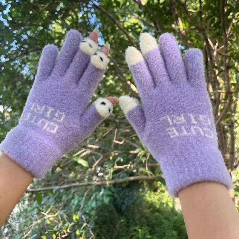 جديد Doudou الأسماك أفخم قفازات دافئة للنساء في الخريف والشتاء شاشة تعمل باللمس لطيف دراجة طالب قفازات الكتابة للفئة