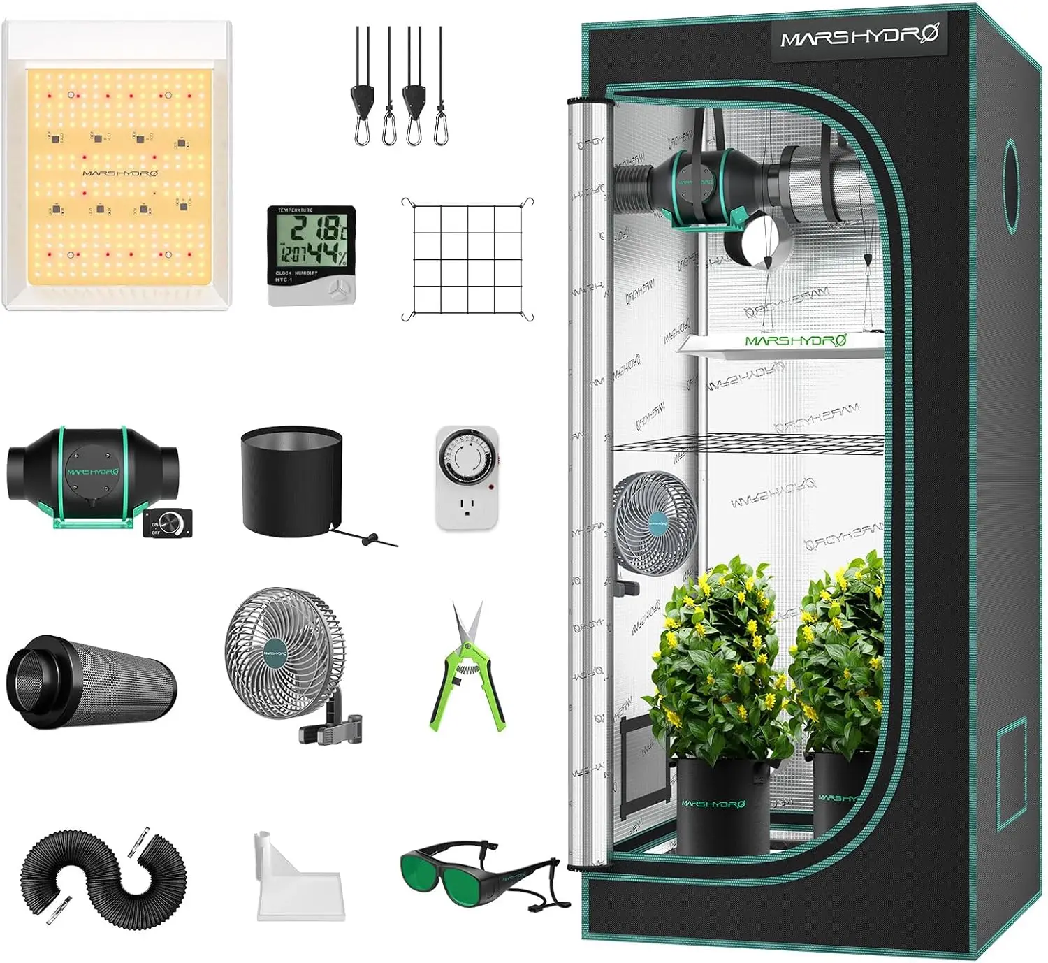 2x2 Grow Tent Kit,100W TS600 LED Grow Light Full Spectrum Indoor Grow Tent Complete System,24