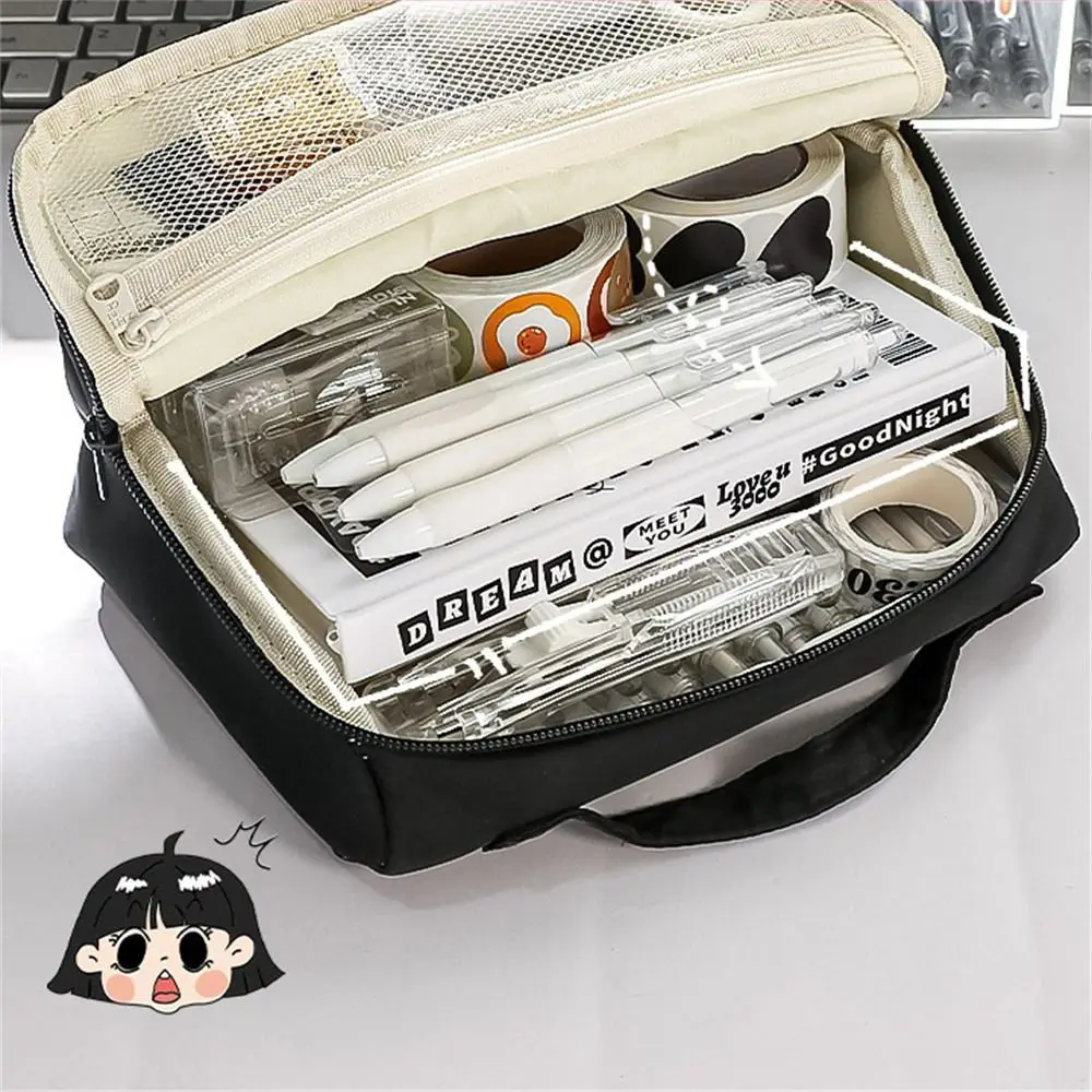 

Large Capacity Pencil Case 90° Opening Multifunctional Stationery Storage Bag Zipper Storage Box Big Pen Bag School Supplies