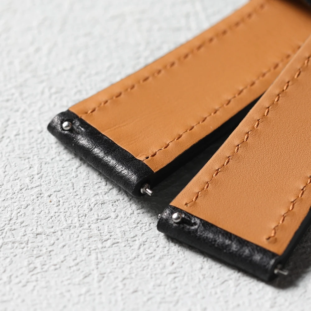 Soft head layer cowhide leather strap, 18 19 20 21 22MM quick release, blue green brown vintage leather strap, thin and soft