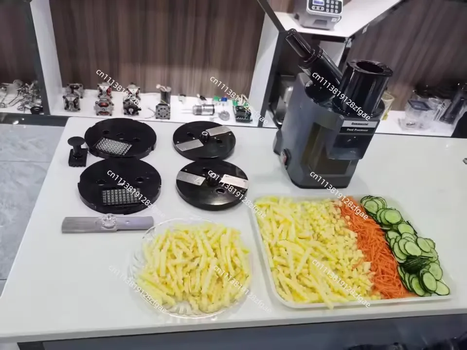 4 In 1 Dual-Feed Electric Food Chopper: Automatic Potato Dicer & French Fry Cutter for Carrot, Onion, Cucumber 110V 220V