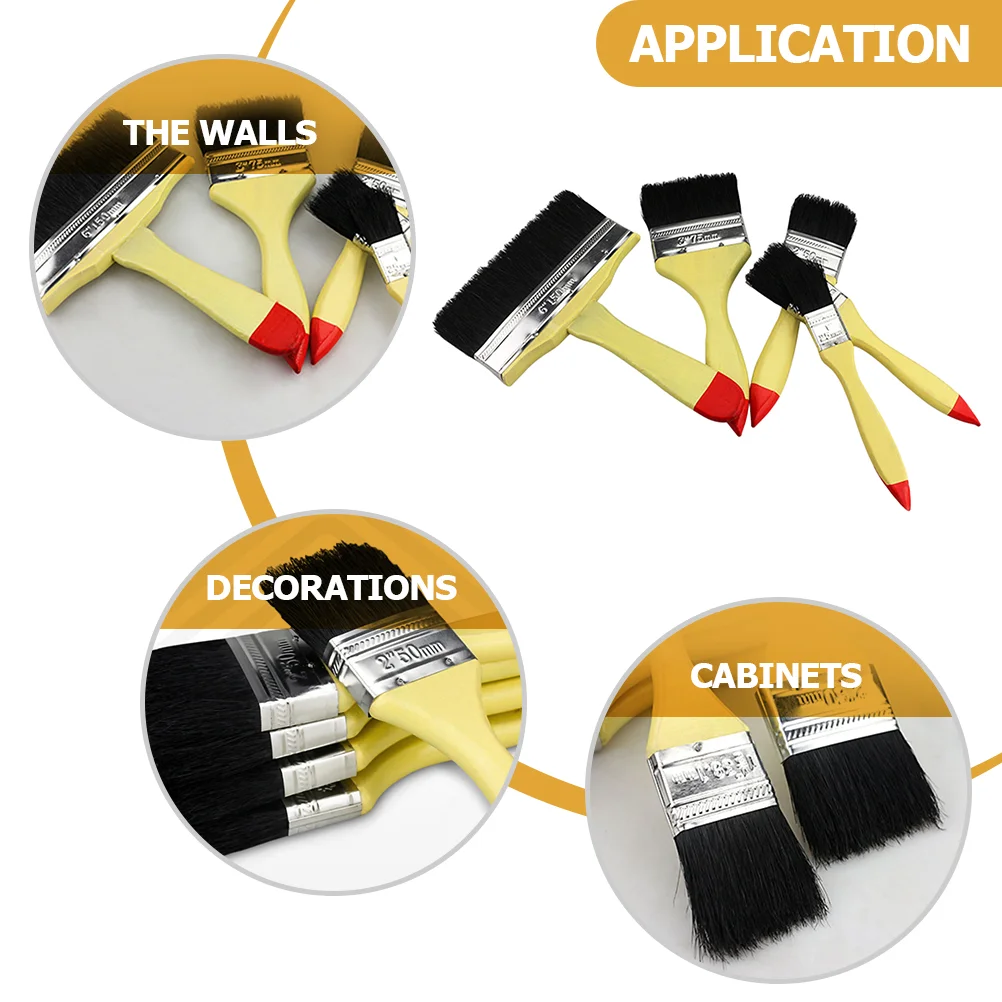 5pcs Wood Handle Paint Variety Size Synthetic Bristle Small acrylic paint thinner chip brush house painting supplies