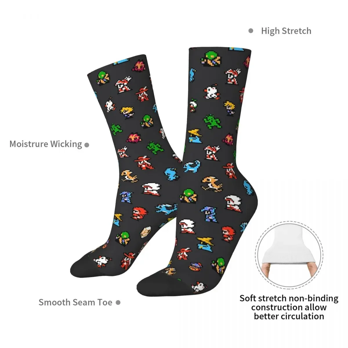 Final Fantasy Pixel Board Socks Harajuku High Quality Stockings All Season Long Socks Accessories for Man Woman Birthday Present