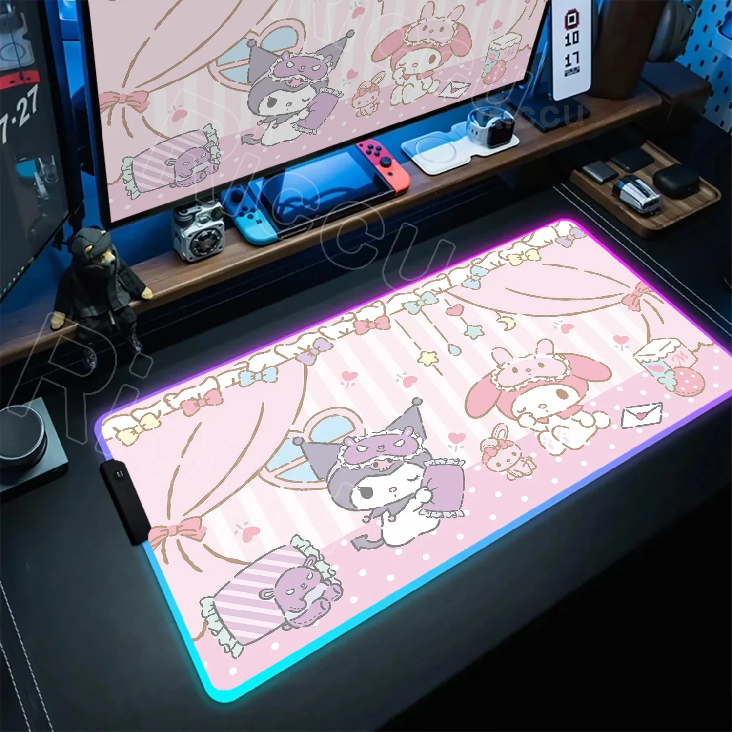 

Pretty Girl Like LED Kawaii Anime RGB Mouse Pad Laptop My Melody Mousepad Keyboard PC Sanrio Gamer Cabinet Cute Pink HD Desk Mat