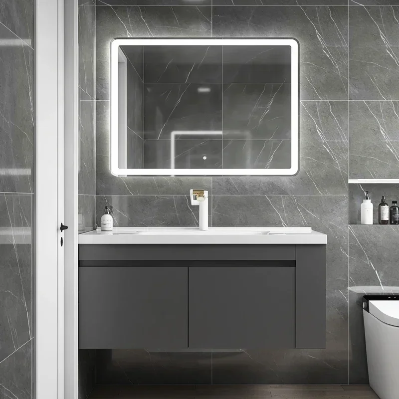 Mueble de Baño con Espejo, Gabinete para Joyas, Moderno, con Almacenamiento para Maquillaje, Mueble de Vanidad, Mueble Único para Baño