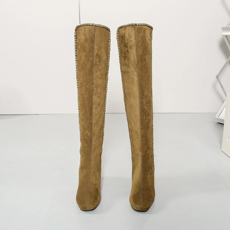 أحذية نسائية طويلة الساق مقاس كبير 2025 متعددة الاستخدامات ورقيقة وعالية الساق للخريف والشتاء فوق الركبة أحذية قابلة للتمدد #3