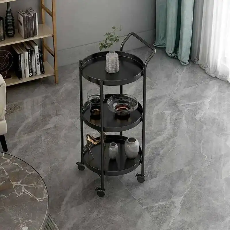 

Low Nordic Side Table Wheelsmetal Trolley On Table Round Coffee Table Mobiledecoration Table Living Room Corner Shelf