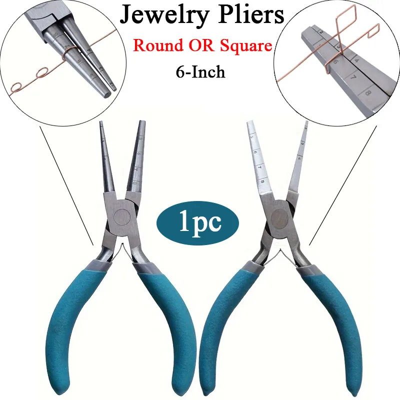 

1pc 6-Inch Square OR Round Jewelry Pliers 2-8mm Double-sided Winding Plier Professional Multifunctional DIY Jewelry Making Tools