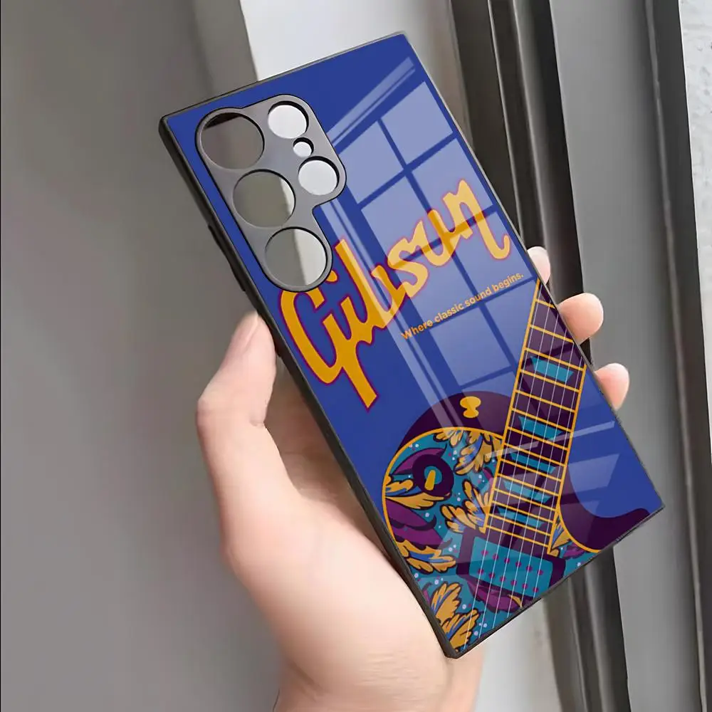 G-Gibson Musik-Handyhülle für S25 Ultra Samsung S26 S24 Fe S22 S20 S21 23 A57 A37 A17 A54 A34 A53 A16 Glasabdeckung