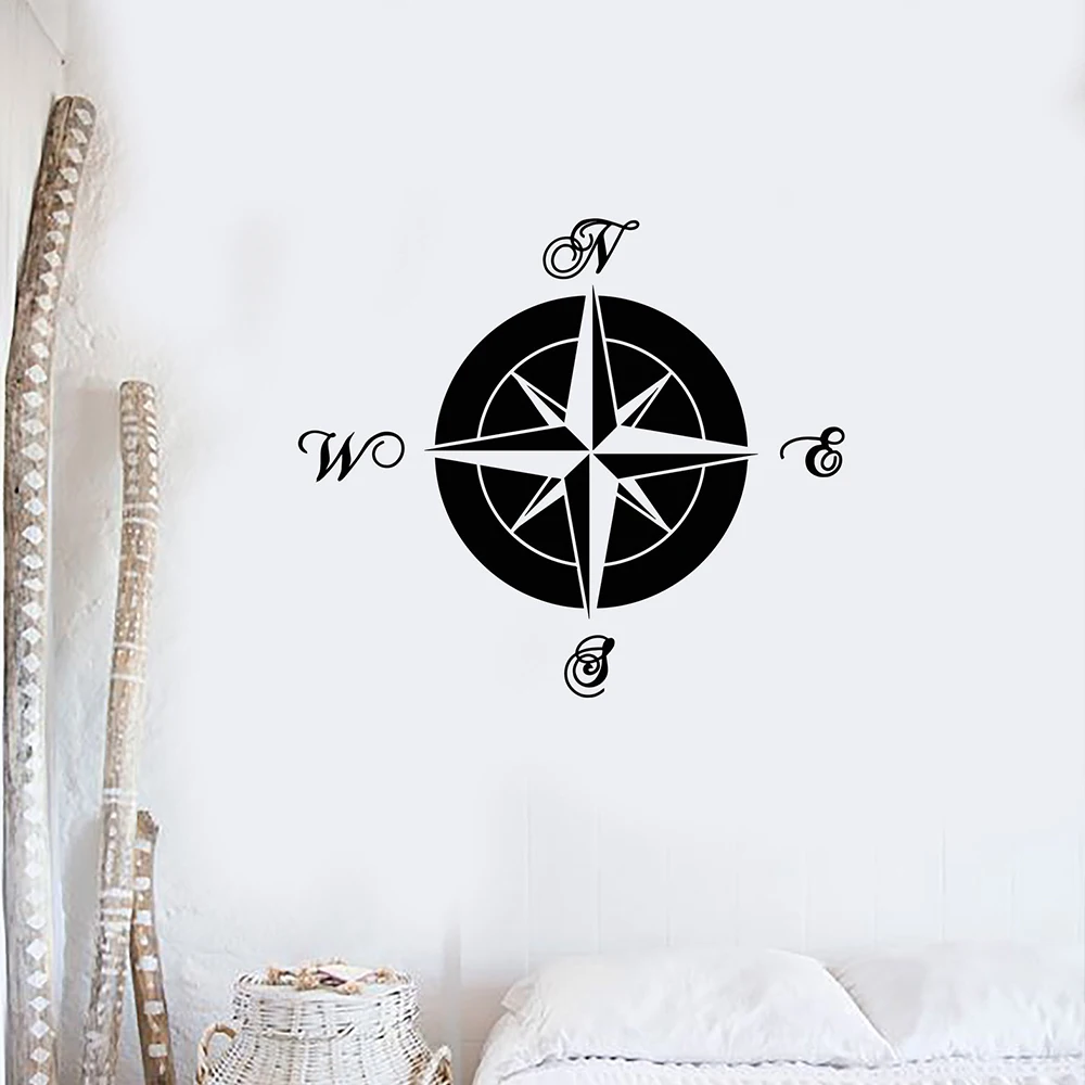 1PC Hot Sale Compass Decal Removable Vinyl Mural Poster For Living Room Decor Diy Pvc Home Decoration Accessories