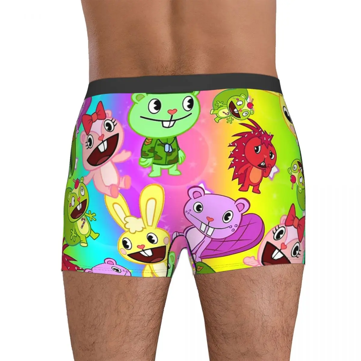 Homens Happy Tree Friends Design Boxer, Roupa Interior Macia, Cuecas, Shorts, Calcinhas, Presente de Namorado