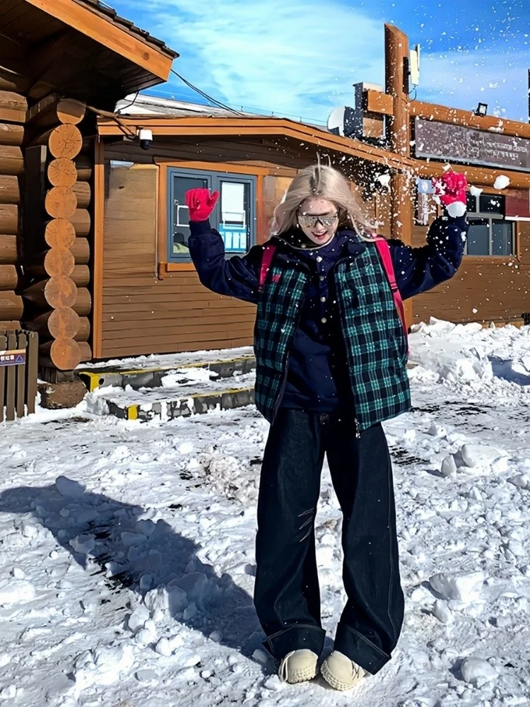

Жилет женский Yu Zhaolin осенне-зимний, в клетку, из хлопка, модный, теплый, из полиэфирного волокна, на молнии, универсальный