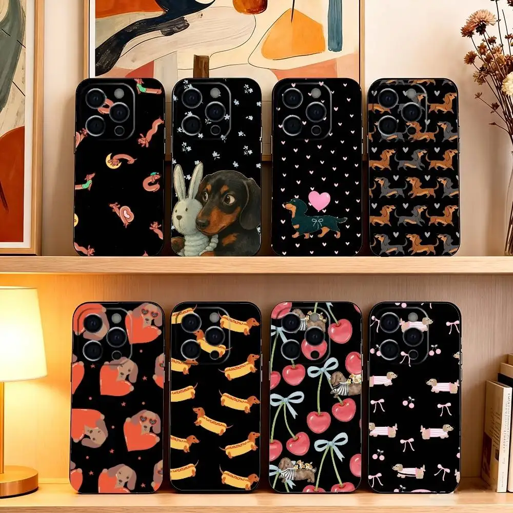 

Cute D-Dachshund Bulldog Phone Case For iPhone 17,16,15,14,13,12,11 Plus,Pro Max,XS,Soft Silicone Black Cover