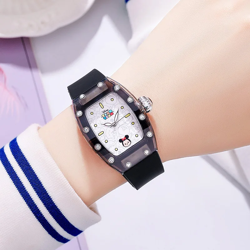 

Оригинальные наручные часы Disney, серия Songsong, прозрачные, в форме винной бочки, летние, светящиеся, студенческие, кварцевые, 478