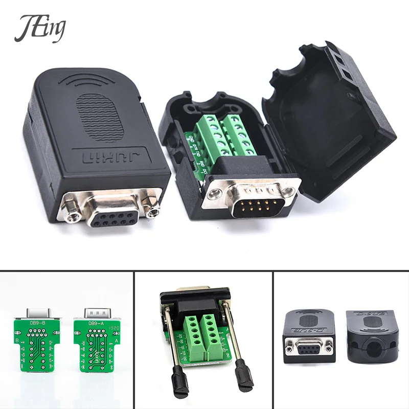 1PC DB9 Connector RS232 Male Female 9 Pin RS485 Breakout Terminals COM Connectors