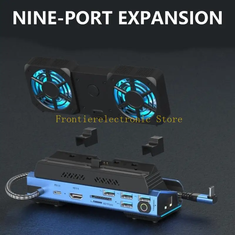 

G8DB Type-C Dock with Detachable Cooling Fan Dock Station for Console Multiport Adapter 4K@60Hz RJ45 Card Reader