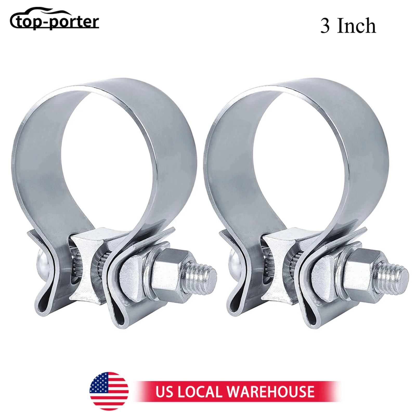 2 قطعة 3 بوصة T409 ضيق النطاق العادم المشابك ختم الخمار 76 مللي متر الفولاذ المقاوم للصدأ