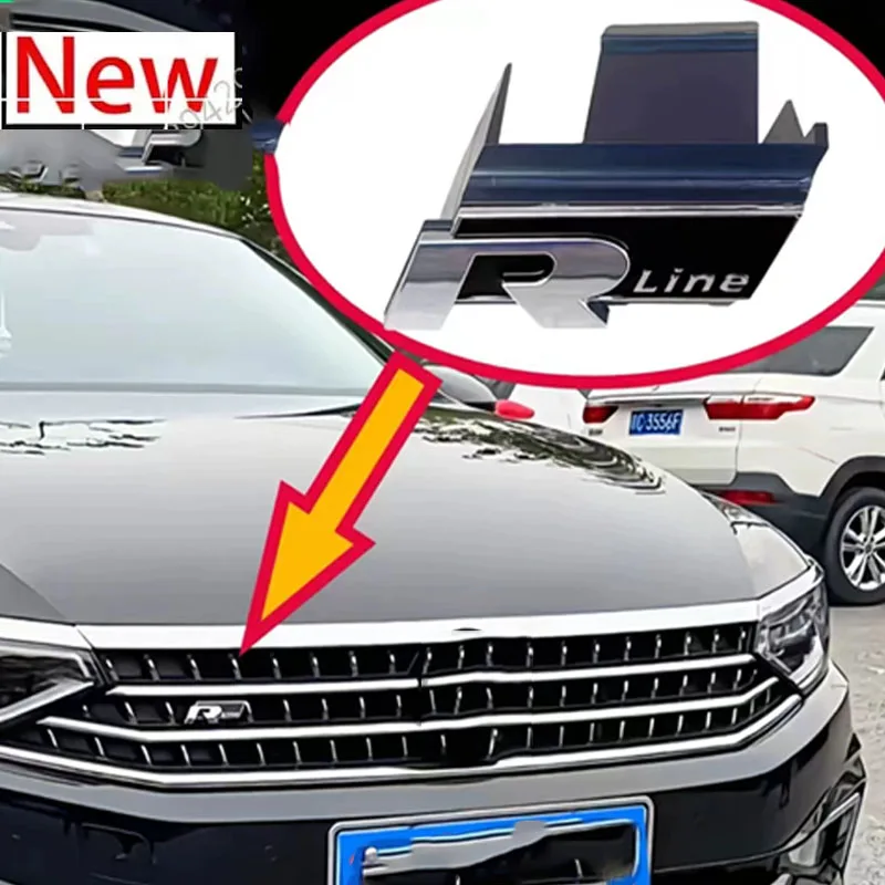 Emblema de rejilla Rline, calcomanía 3D ABS para coche, pegatina para Volkswagen VW Golf Tiguan L T-ROC TAYRON TACQUA Passat Bora Touran CC, 1 unidad