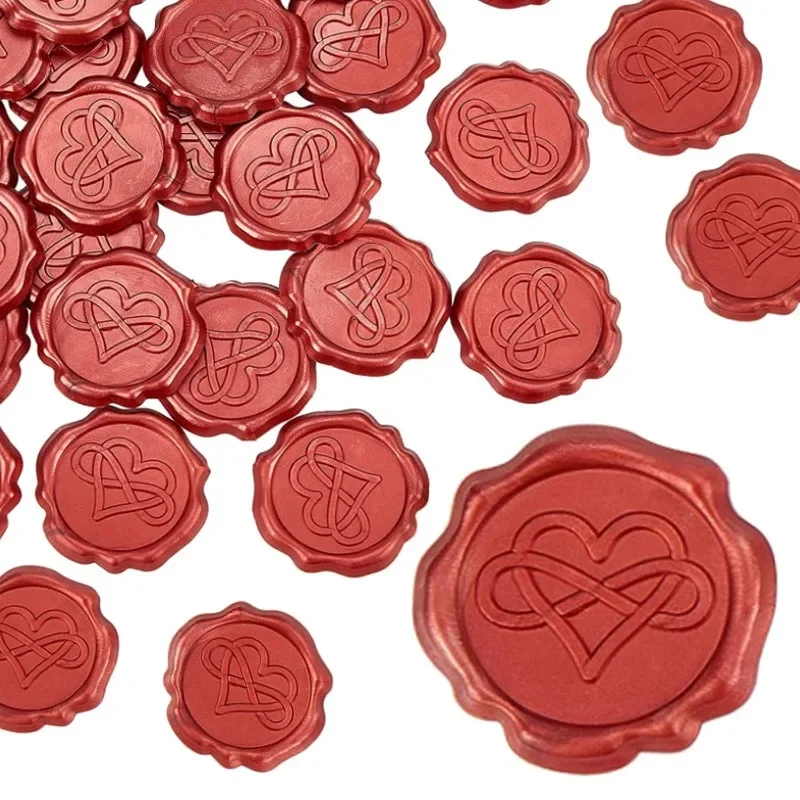 25pcs Heart Wax Seal Stickers Red for Wedding Envelope Valentine's Day Self-Adhesive Alphabet Sealing Gold Decorative Stamp