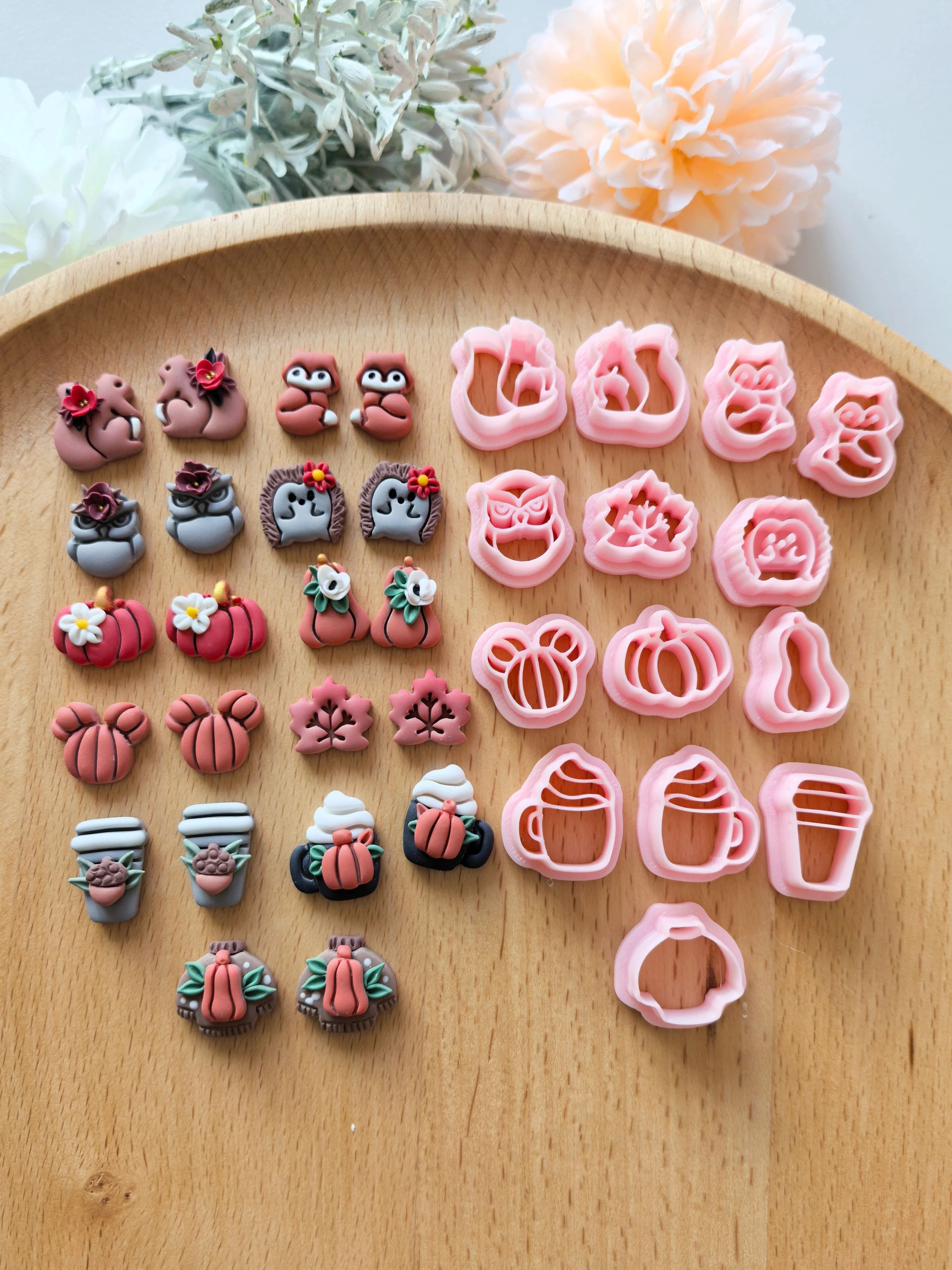 Fall Autumn Series Polymer Clay Cutter Squirrel Fox Pumpkin Maple Leaf Clay Cutting Molds DIY Earrings Jewelry Making Tool