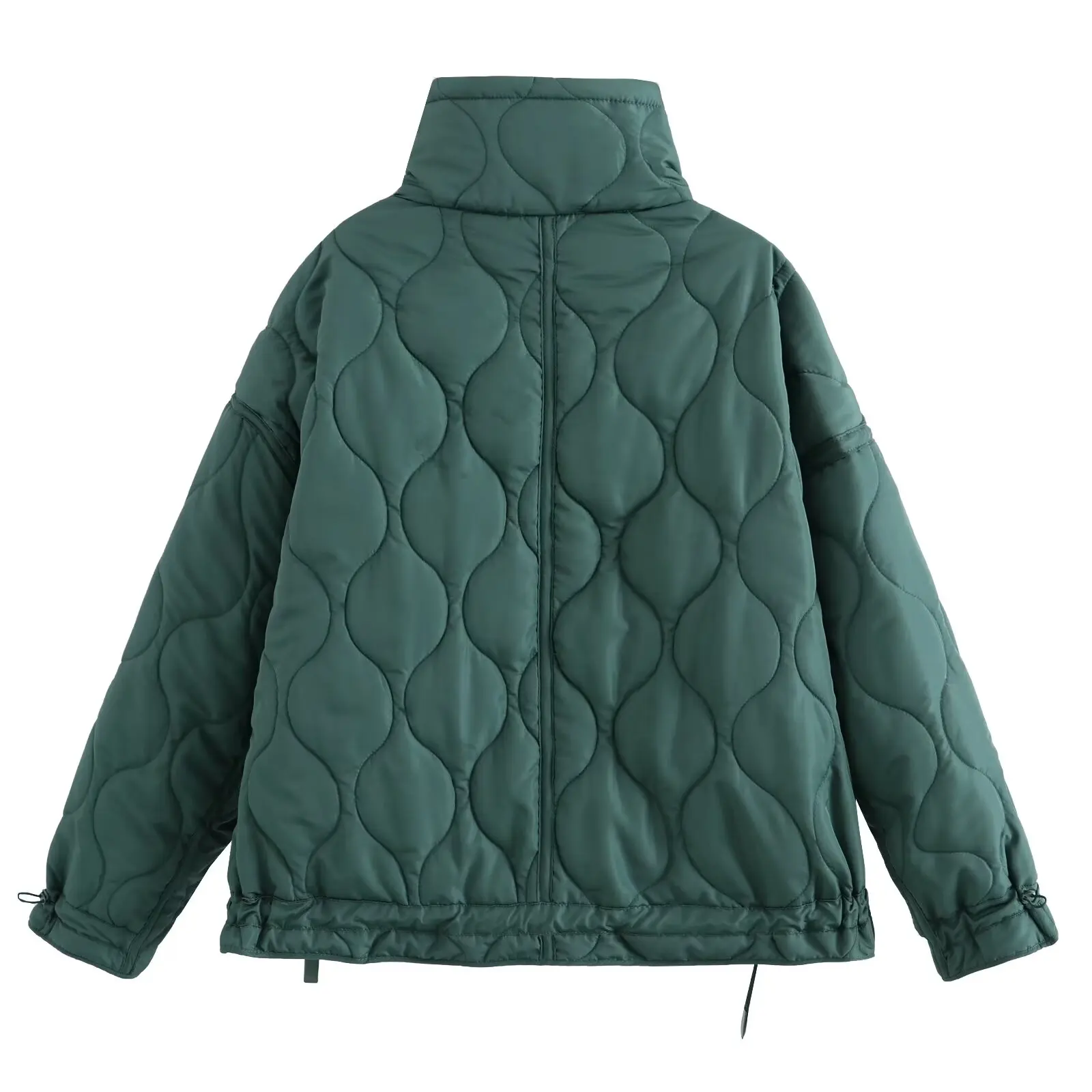 TRAF Women 2024 Autumn New Fashion Quilted Loose Cotton-padded jacket Chic Stand-up Lap Pocket Coat Outerwear Mujer