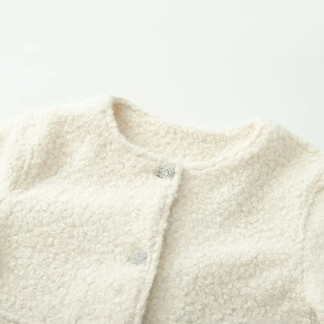 DiYiG DONNA 2025 Inverno Newfashion inverno nuova fila fibbia panno di perle girocollo giacca a maniche lunghe cappotto Tuta sportiva Mujer