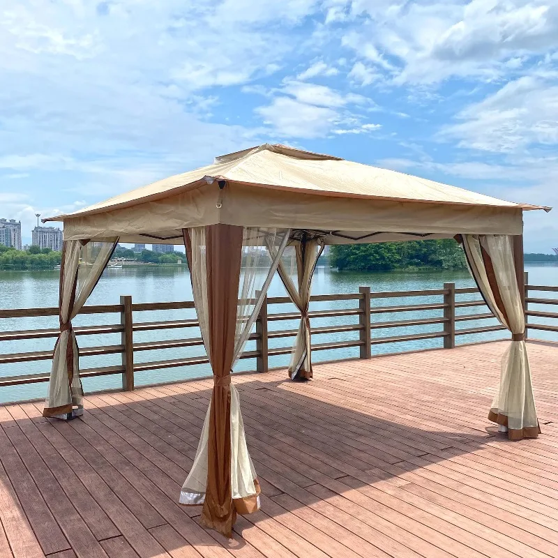 Outdoor 11x 11Ft Pop Up Gazebo Canopy With Removable Zipper Netting,2-Tier Soft Top Event Tent,Suitable For Patio Backyard Garde