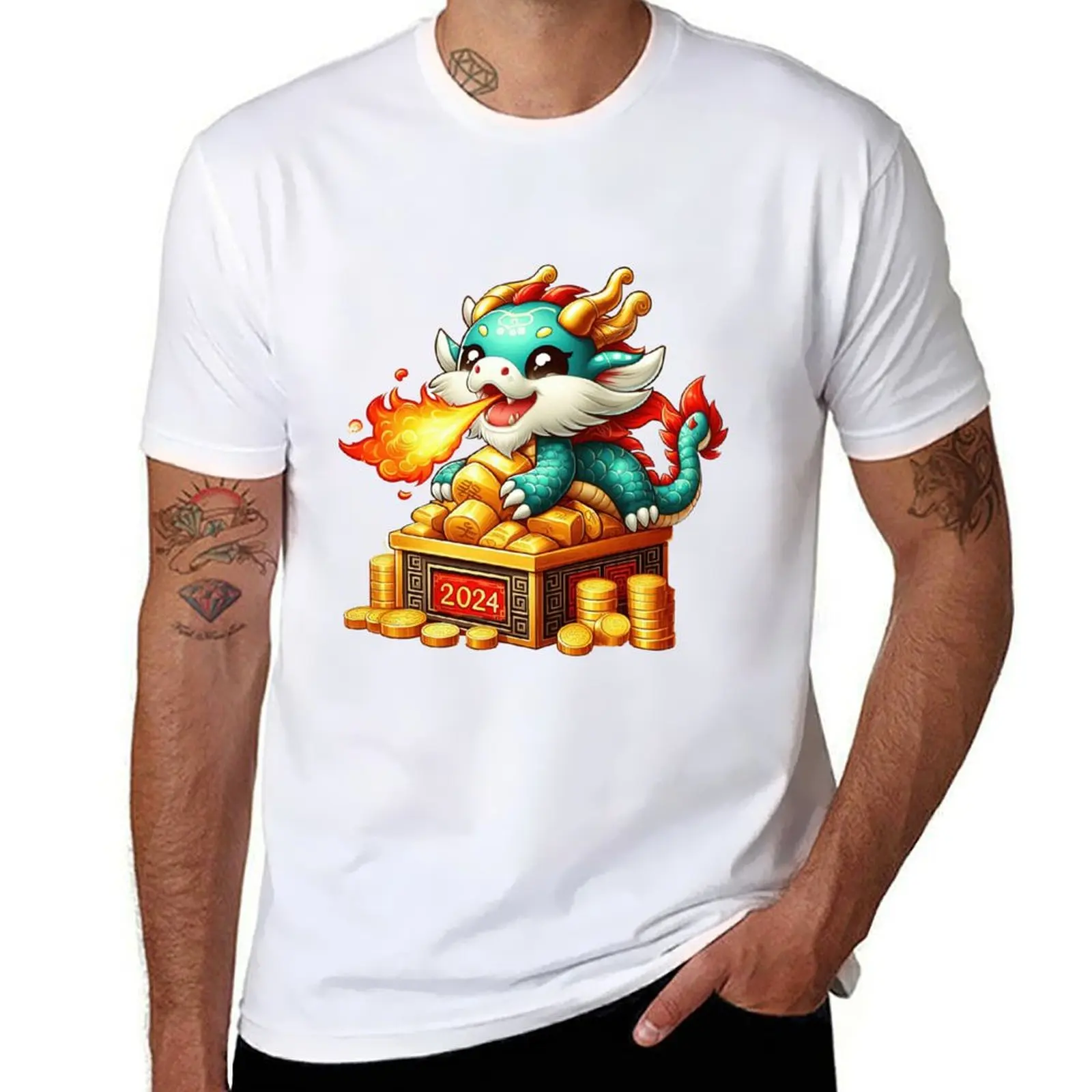 

t casual the man cotton man men shirts shirt Dragon t of for T-Shirt Year 2024:
