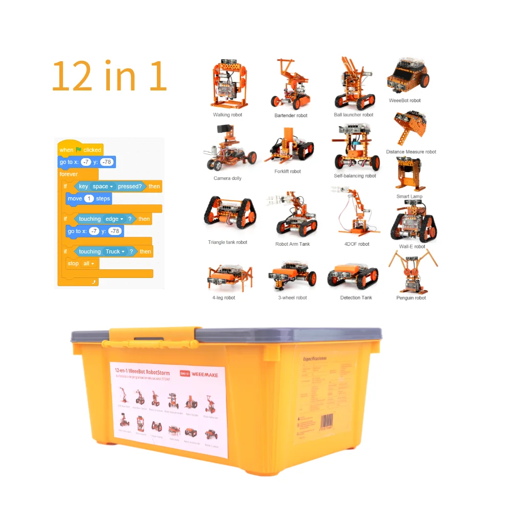 

Weeemake 12 in 1 DIY Programming Remote Control Robot Coding Maker Stem Education Robots Kit for School Kids