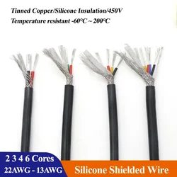 2 3 4 6 Cores Multi core Silicone Rubber Shielded Wire 22 20 18 17 15 13 AWG Insulated Flexible Copper High Temperature Cable