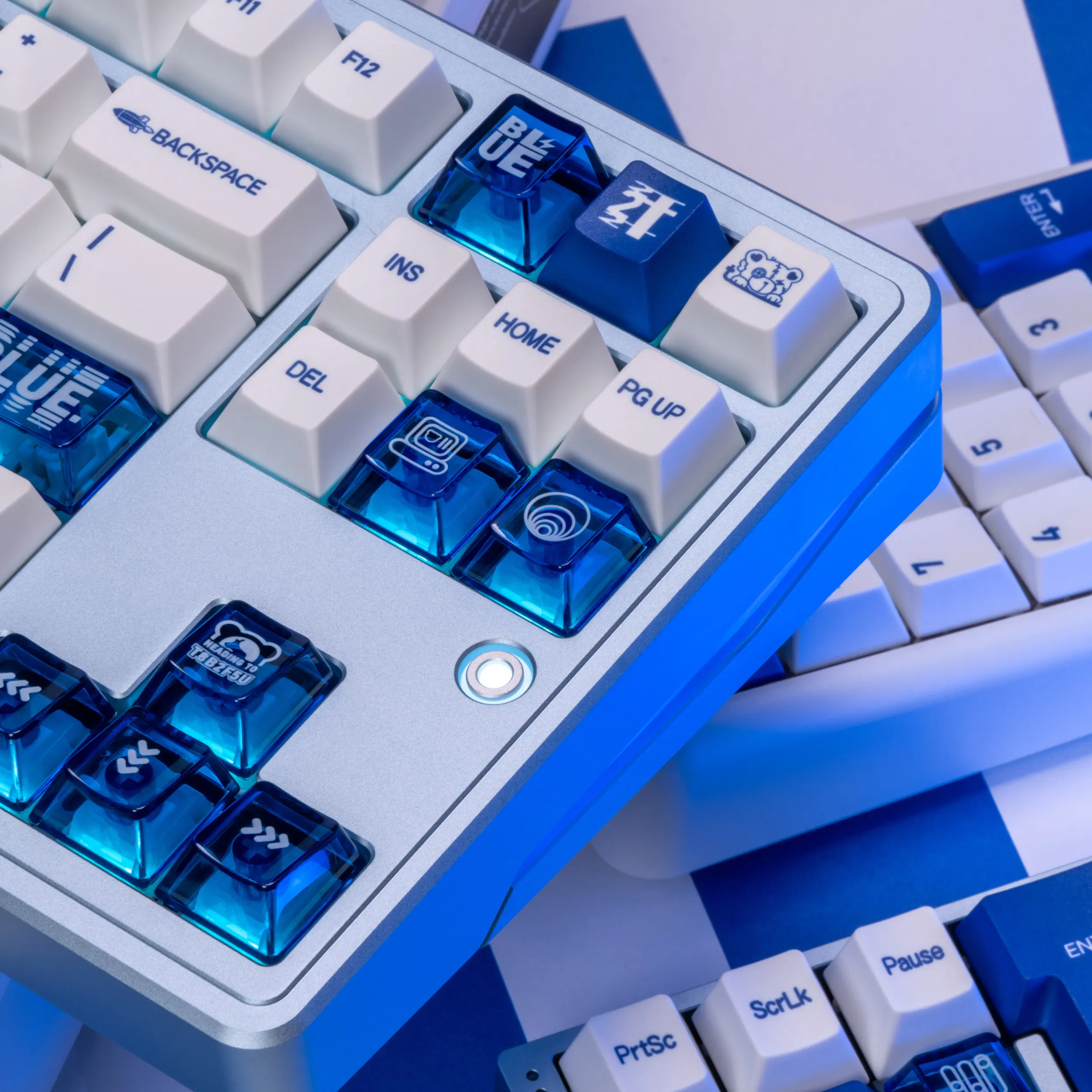 2T Blue White Keycaps Cherry Profile PBT Dye-Sublimation PC Custom DIY Mechanical Keyboard Keycap Set
