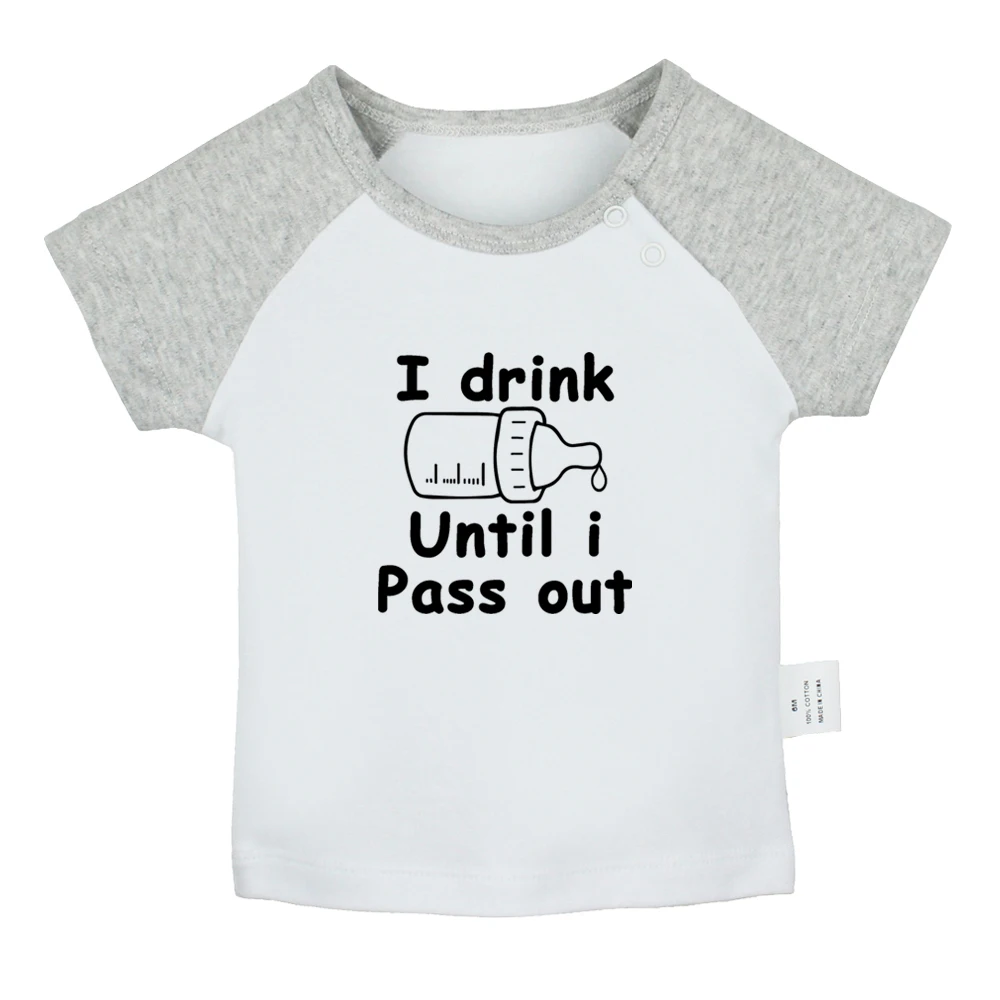 

iDzn New I Drink Until I Pass Out Fun Baby T-shirts Cute Boys Girls Tees Infant Short Sleeves T shirt Newborn Clothes Kids Tops