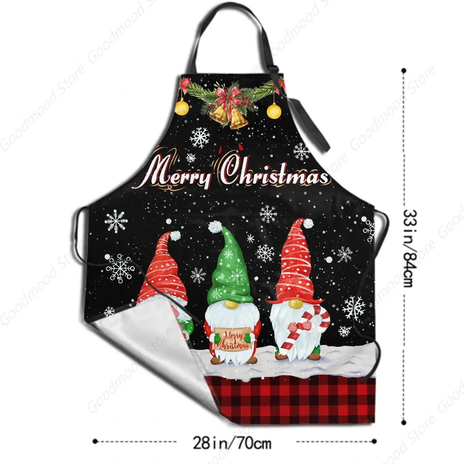 Merry Christmas Apron with Pockets Winter Holiday Bib Apron Waterproof Adjustable Cooking Aprons for Women Men image 5