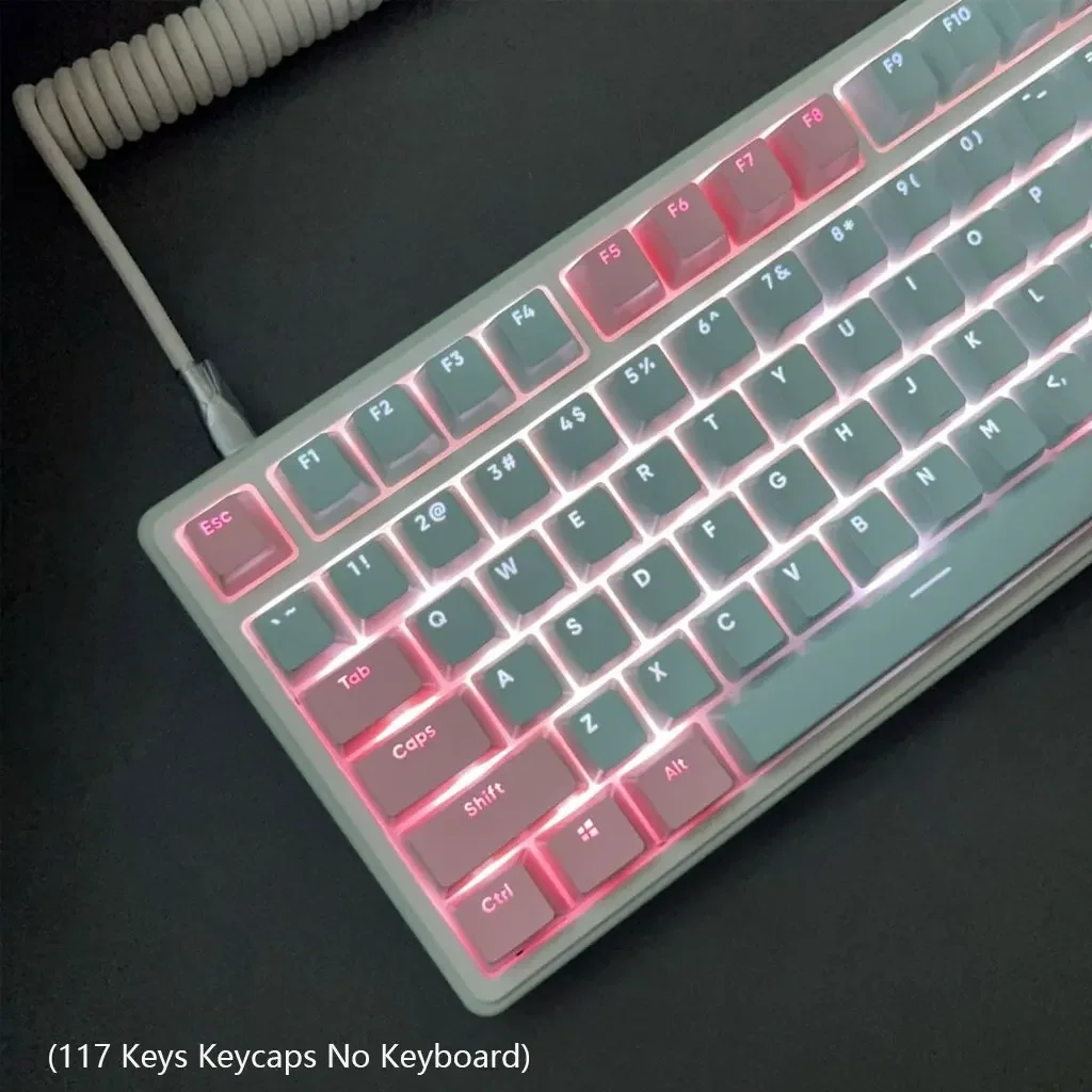 117 Keys Pink-Cyan Keycaps OEM Height PBT DIY Gamer Customization For 61 87 98 104 108 Keys Mechanical Keyboard