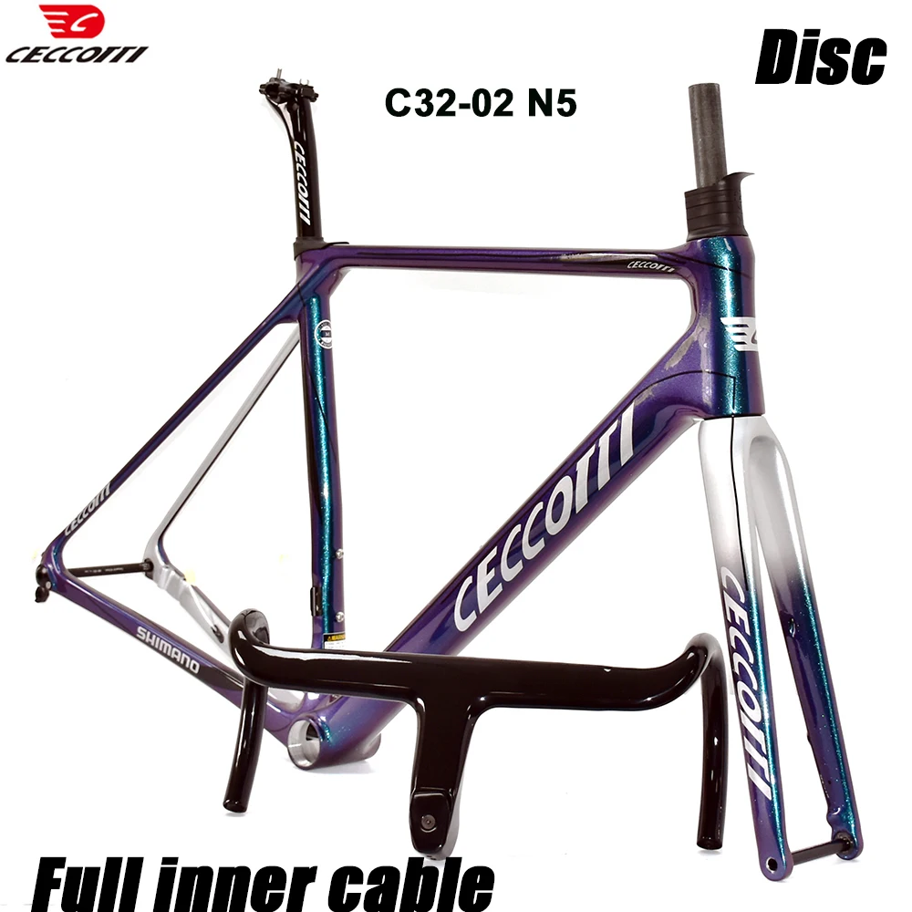 CECCOTTI RF33 Model 700C Road Bike Disc Brake T47BB thread bicycle frameset Full internal cable carbon Frame