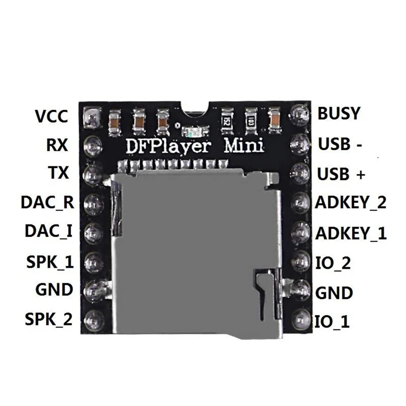 Módulo de áudio para MP3 Player, Voice Decoder Board, Suporte TF Card, U-Disk IO, Porta Serial, AD, YX5200, 5PCs