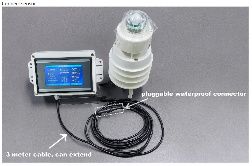 Temperature Humidity Noise PM2.5 Pressure Light Rainfall Ultrasonic Weather Station with Portable display